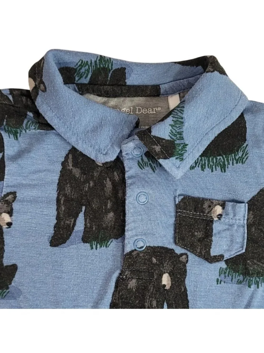 Angel Dear Bears Sleeper Blue Black 3-6M One Piece Snaps Long Sleeve Bamboo
